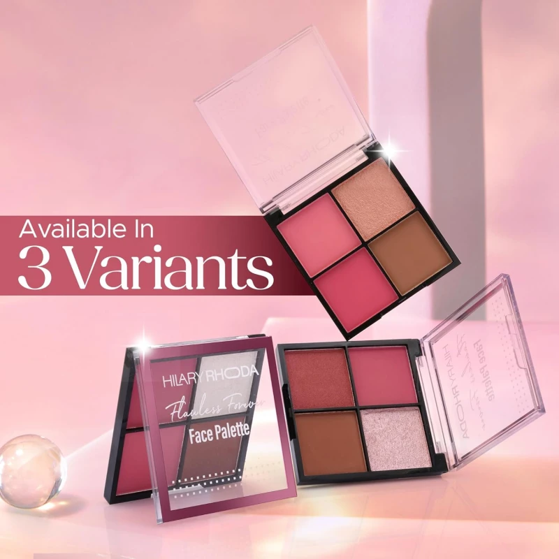 Hilary Rhoda Flawless Forever Face Palette | Highlighter, Contour & 2 Blushes | All-in-one Face Makeup Kit | Highly Pigmented & Long Lasting Face Palette | 11.2g (Light - Shade 01) thumbnail 5